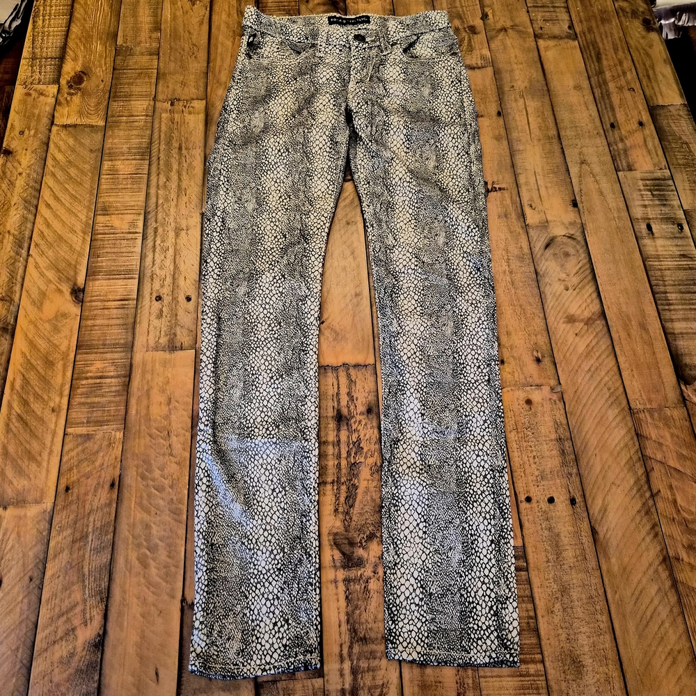 Rock & Republic Berlin Snakeskin Metallic Skinny Jeans - Gold Tan Black - Size 2